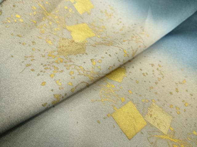 平和屋着物▽訪問着 単衣 箔散らし 暈し染め 金彩 正絹 逸品 未使用 DAAS0249az