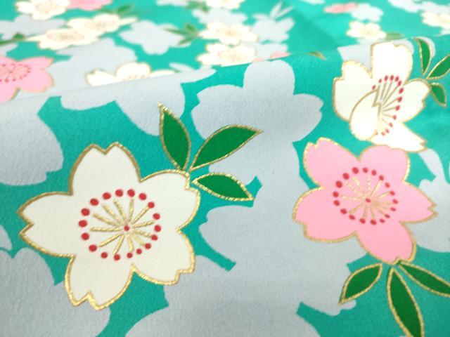 平和屋着物▽振袖　単衣　舞桜文　金彩　洗える着物　DAAS0251az