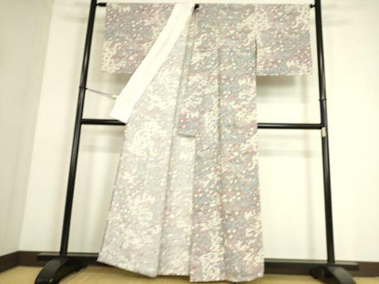 平和屋着物▽上質な小紋 単衣 花鳥風景文 正絹 逸品 DAAS0256az