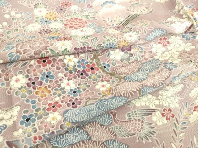 平和屋着物▽上質な小紋 単衣 花鳥風景文 正絹 逸品 DAAS0256az