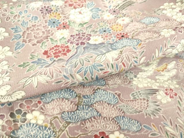 平和屋着物▽上質な小紋 単衣 花鳥風景文 正絹 逸品 DAAS0256az