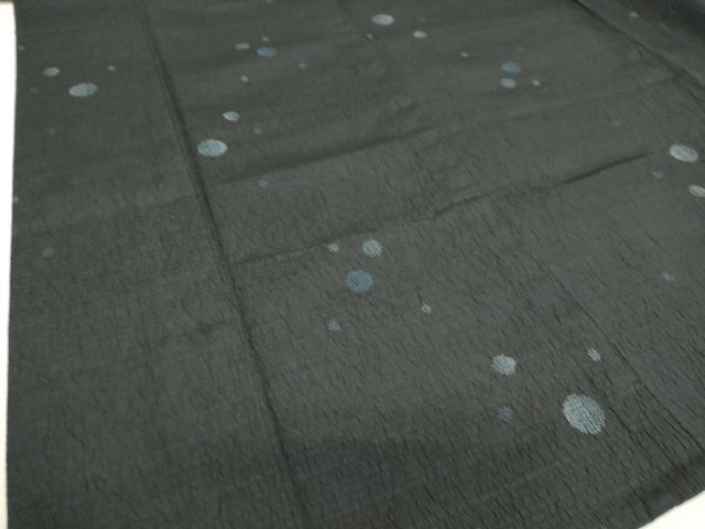 平和屋着物▽上質なお召　単衣　丸文　黒地　やまと誂製　正絹　逸品　DAAS0264az