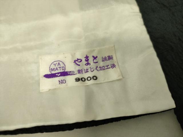 平和屋着物▽上質なお召　単衣　丸文　黒地　やまと誂製　正絹　逸品　DAAS0264az