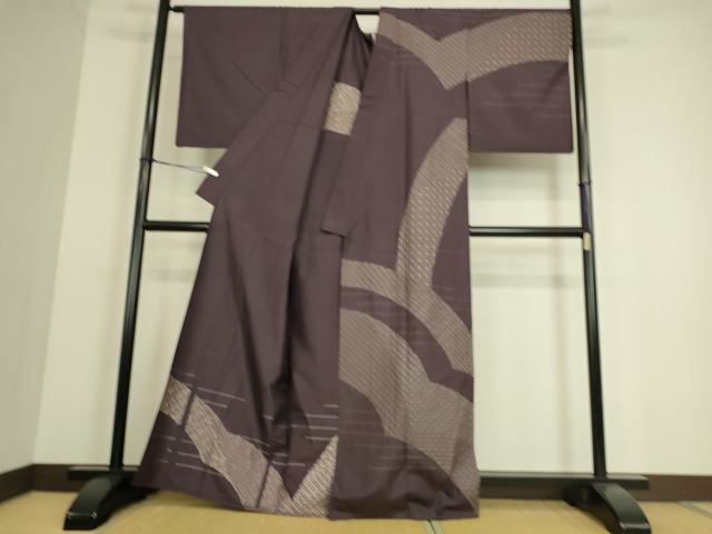 平和屋着物▽上質な紬　単衣　総刺繍　刺し子　吉祥柄　正絹　逸品　DAAS0280az