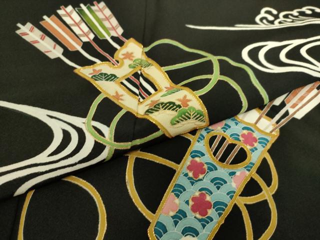 平和屋着物▽豪華黒留袖　単衣　駒刺繍　友禅　矢羽流水文　金彩　正絹　逸品　DAAS0281az