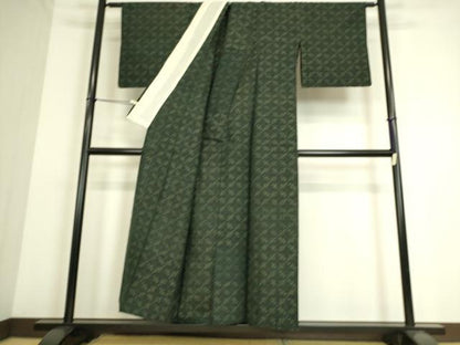 平和屋着物▽上質な紬 単衣 絣文 正絹 逸品 DAAS0278az