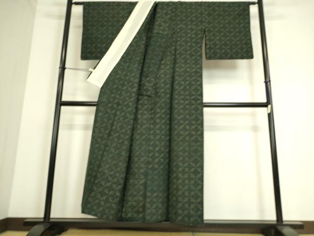 平和屋着物▽上質な紬 単衣 絣文 正絹 逸品 DAAS0278az