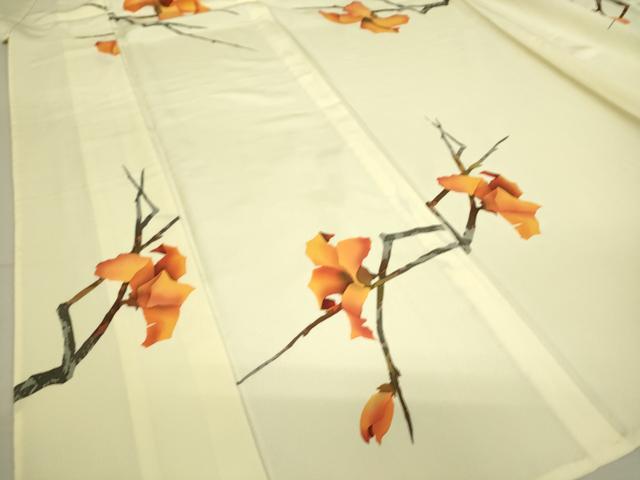 平和屋着物▽上質な小紋 単衣 ろうけつ染め 枝花文 正絹 逸品 DAAS0287az