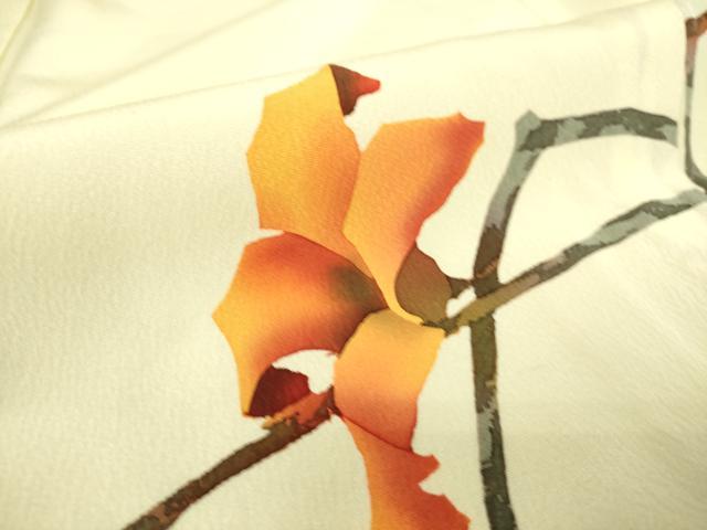 平和屋着物▽上質な小紋 単衣 ろうけつ染め 枝花文 正絹 逸品 DAAS0287az
