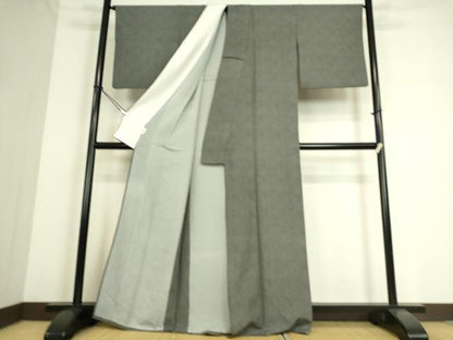 平和屋着物▽江戸小紋 単衣 鮫小紋柄 黒地 正絹 逸品 DAAS0284az