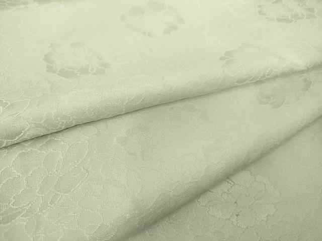 平和屋着物▽上質な色無地　単衣　花尽くし地紋　白花色　正絹　逸品　DAAS0285az