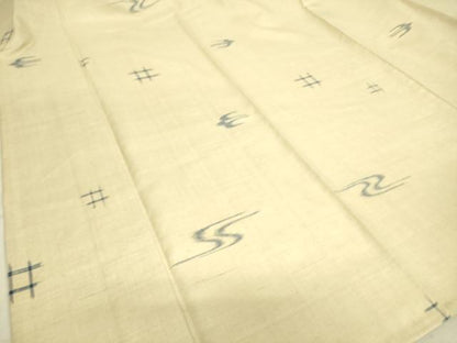 平和屋着物▽上質な紬 単衣 琉球絣文様 正絹 逸品 DAAS0288az