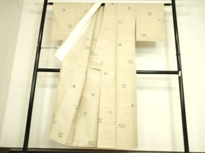 平和屋着物▽上質な紬 単衣 琉球絣文様 正絹 逸品 DAAS0288az