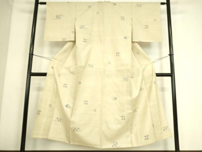 平和屋着物▽上質な紬 単衣 琉球絣文様 正絹 逸品 DAAS0288az
