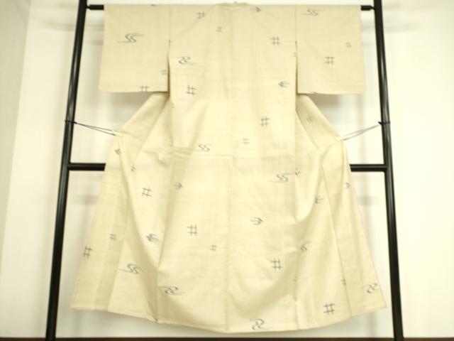 平和屋着物▽上質な紬 単衣 琉球絣文様 正絹 逸品 DAAS0288az