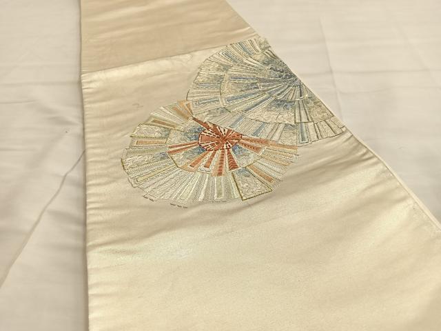 平和屋着物◎太鼓柄袋帯　総駒刺繍　源氏車文　金糸　引箔　正絹　逸品　BAAL7299di