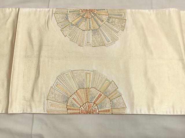 平和屋着物◎太鼓柄袋帯　総駒刺繍　源氏車文　金糸　引箔　正絹　逸品　BAAL7299di