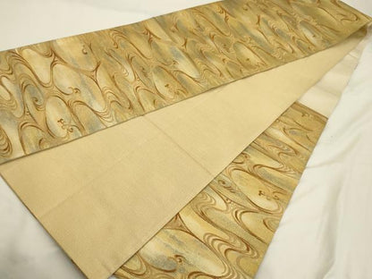 平和屋着物◎六通柄袋帯 観世水 金糸 正絹 逸品 AAAU5143sx