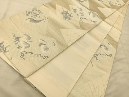 平和屋着物◎六通柄袋帯 動物文 銀糸 正絹 逸品 BAAS9897du