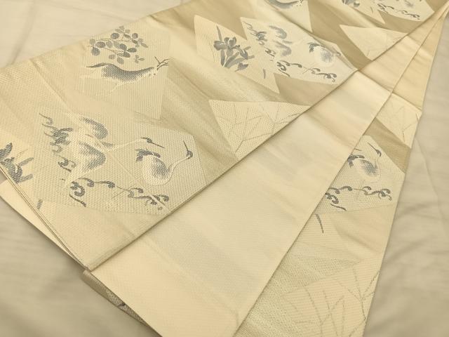 平和屋着物◎六通柄袋帯 動物文 銀糸 正絹 逸品 BAAS9897du