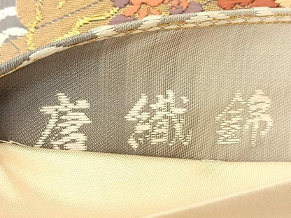 平和屋着物◎六通柄袋帯 唐織 花筏能衣文 金糸 正絹 逸品 BAAS9889du
