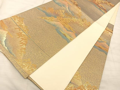 平和屋着物◎六通柄袋帯 樹林文 金糸 正絹 逸品 BAAS9908du