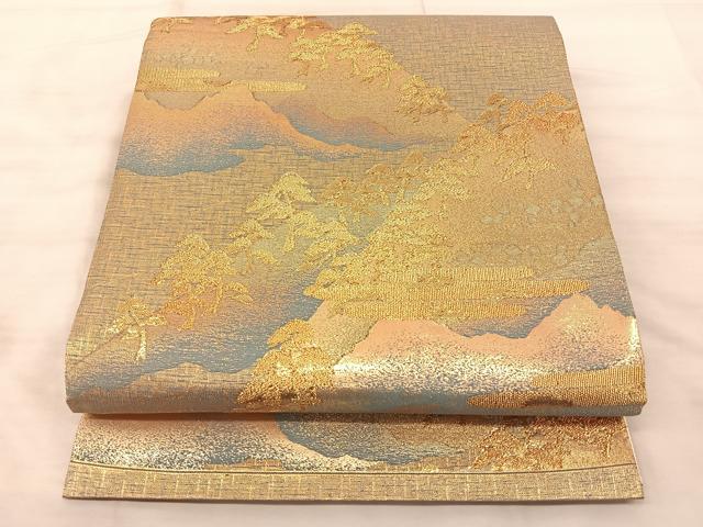 平和屋着物◎六通柄袋帯 樹林文 金糸 正絹 逸品 BAAS9908du