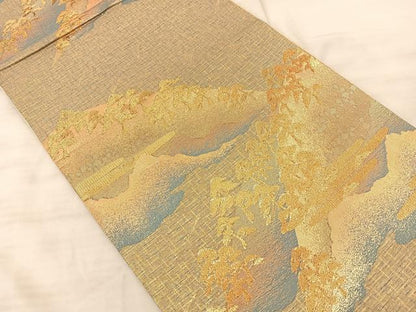 平和屋着物◎六通柄袋帯 樹林文 金糸 正絹 逸品 BAAS9908du