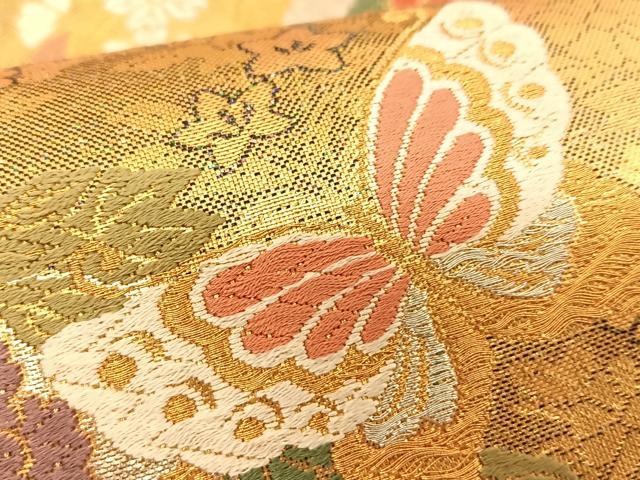 平和屋着物◎六通柄袋帯 花蝶丸文 金銀糸 正絹 逸品 BAAS9936du