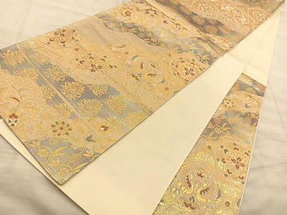 平和屋着物◎六通柄袋帯 鳳凰名物裂 金糸 正絹 逸品 BAAS9941du
