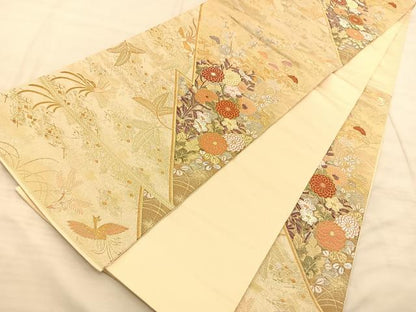 平和屋着物◎六通柄袋帯 唐織 秋壽蒔繪文 金糸 正絹 逸品 BAAS9945du