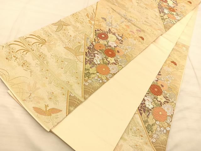 平和屋着物◎六通柄袋帯 唐織 秋壽蒔繪文 金糸 正絹 逸品 BAAS9945du