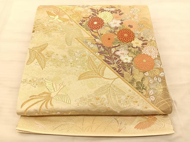 平和屋着物◎六通柄袋帯 唐織 秋壽蒔繪文 金糸 正絹 逸品 BAAS9945du
