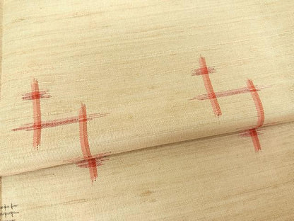 平和屋着物▽上質な紬 単衣 幾何学文様 正絹 逸品 BAAS8191yc