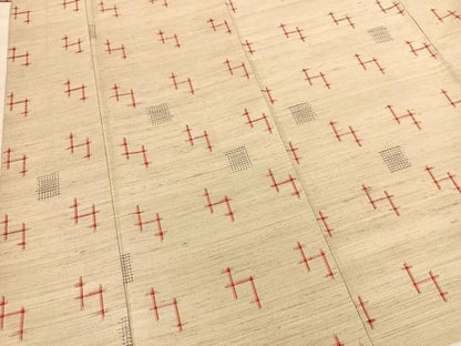 平和屋着物▽上質な紬 単衣 幾何学文様 正絹 逸品 BAAS8191yc