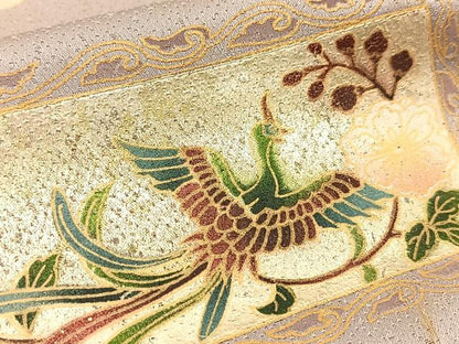 平和屋着物▽訪問着　単衣　鳳凰秋草文　暈し染め　金彩　さが美扱い　正絹　逸品　BAAS8188yc