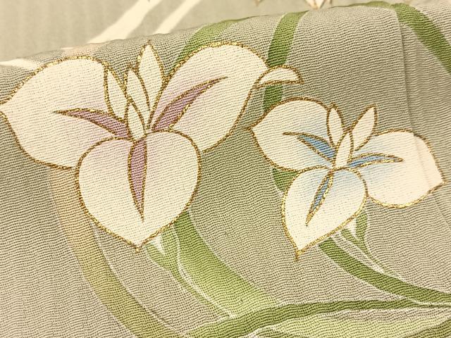 平和屋着物▽訪問着 単衣 花丸文 金彩 正絹 逸品 BAAS8190yc