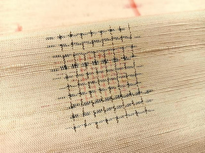 平和屋着物▽上質な紬 単衣 幾何学文様 正絹 逸品 BAAS8191yc