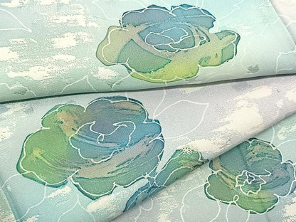平和屋着物▽上質な小紋 単衣 舞花文 暈し染め 正絹 逸品 BAAS8187yc