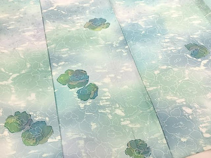 平和屋着物▽上質な小紋 単衣 舞花文 暈し染め 正絹 逸品 BAAS8187yc