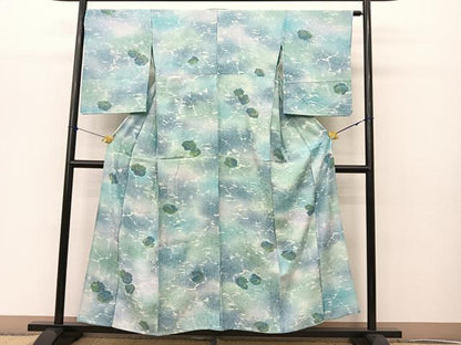 平和屋着物▽上質な小紋 単衣 舞花文 暈し染め 正絹 逸品 BAAS8187yc