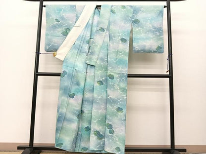 平和屋着物▽上質な小紋 単衣 舞花文 暈し染め 正絹 逸品 BAAS8187yc