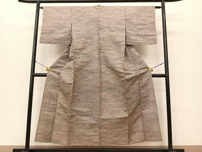 平和屋着物▽上質な紬 単衣 絣文様 正絹 逸品 BAAS8198yc