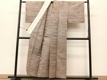 平和屋着物▽上質な紬 単衣 絣文様 正絹 逸品 BAAS8198yc