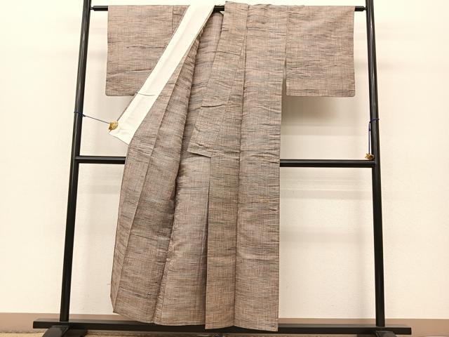 平和屋着物▽上質な紬 単衣 絣文様 正絹 逸品 BAAS8198yc