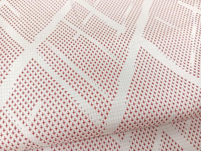 平和屋着物▽上質な紬 単衣 幾何学文様 正絹 逸品 BAAT0608
