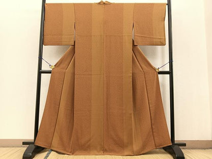 平和屋着物▽上質な小紋　単衣　竹垣花文　正絹　逸品　BAAT0620yc