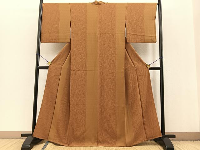 平和屋着物▽上質な小紋　単衣　竹垣花文　正絹　逸品　BAAT0620yc