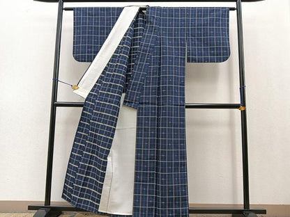平和屋着物▽上質な紬 単衣 琉球絣文様 正絹 逸品 BAAT0619yc