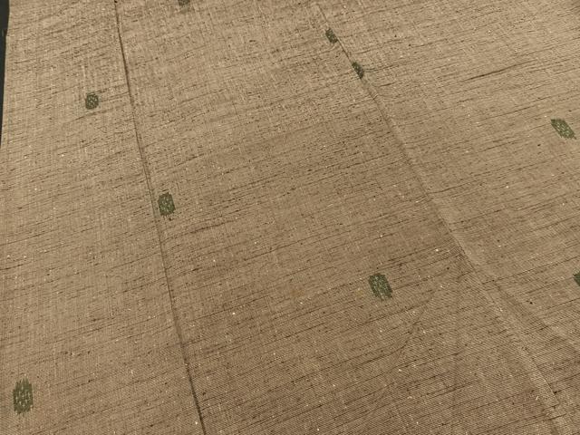 平和屋着物▽結城紬　単衣　幾何学文様　証紙付き　正絹　逸品　BAAT0621yc